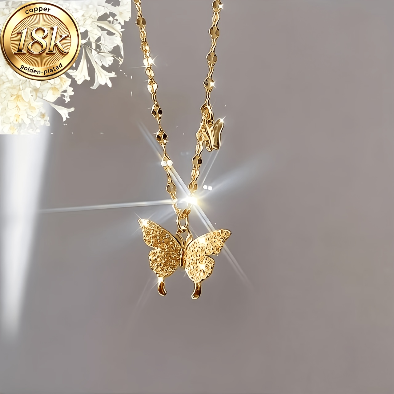 18K Gold-Plated Minimalist Butterfly Pendant Necklace